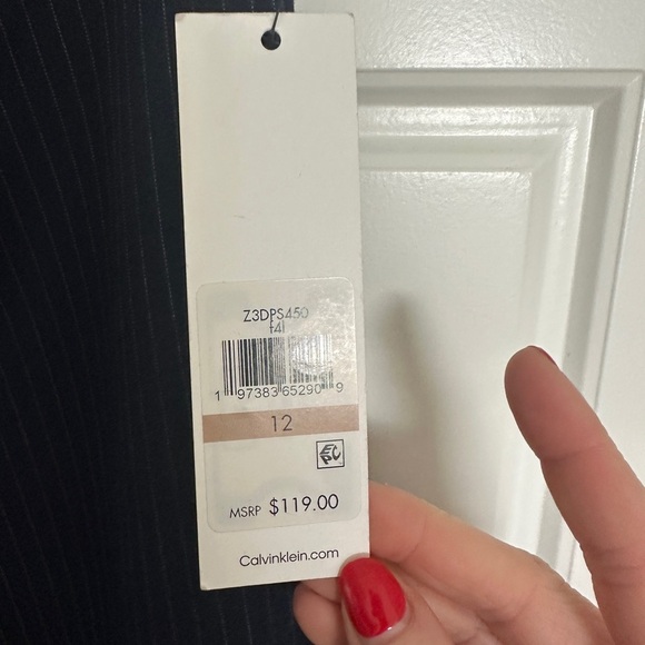 Calvin Klein Black Pinstripe Wide Leg Pants - Picture 3 of 4